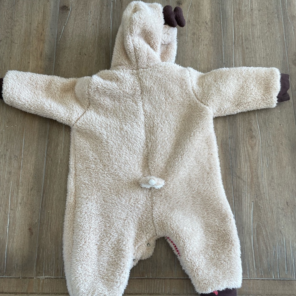 🫶🏻 JoJo Maman Bébé Cute Cozy Reindeer Onesie in Good Condition 🫶🏻 - Picture 5 of 9